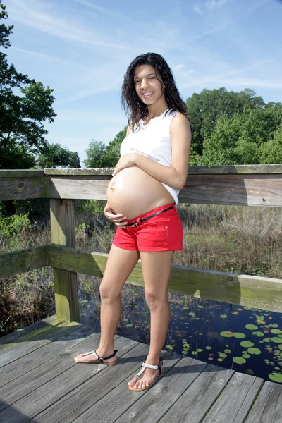 Jeune femme enceinte en plein air (1 ) — Photo