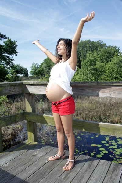 Jeune femme enceinte en plein air (3 ) — Photo