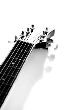 gitar. fretboard. siyah beyaz resim.