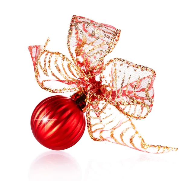 New Year's red ball with a bow. — Stock Photo, Image