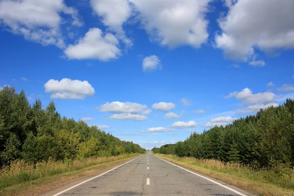 Camino de asfalto bajo el cielo azul — Foto de Stock