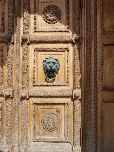 Klika Dveřích Lví Hlavy — Stock fotografie