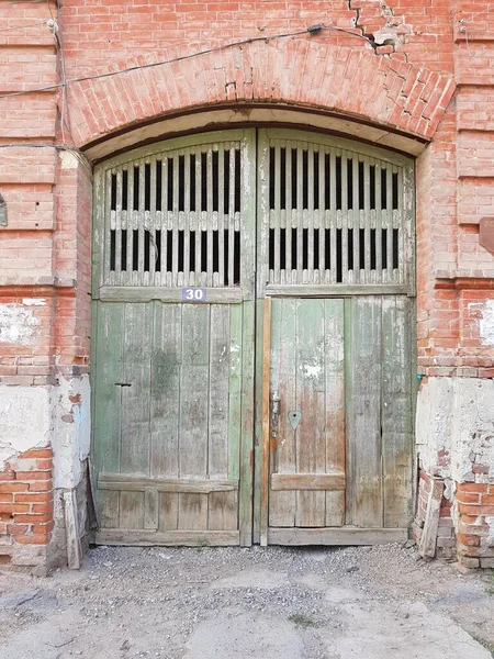 Vecchia Porta Legno Casa Pietra — Foto Stock