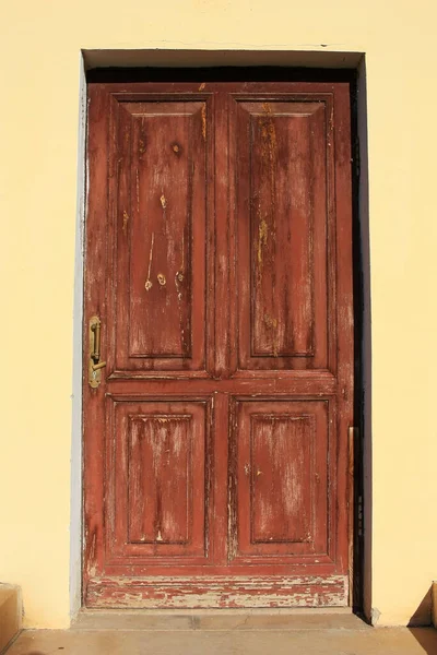 Old Wooden Door Stone Wall — Stock Photo, Image