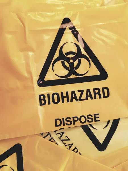 Biológiai Veszélyt Jelző Jelzés Sárga Csomagoláson — Stock Fotó