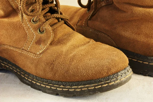 Old Brown Leather Trekking Boots — Zdjęcie stockowe