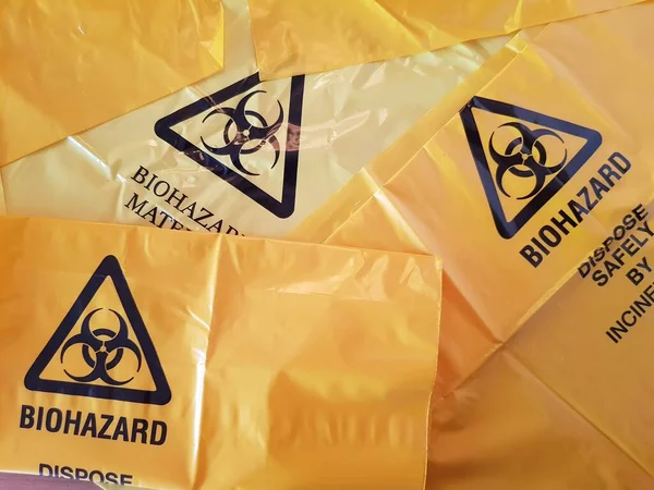 stock image Biohazard Sign on Yellow Packages