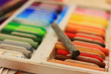 Sanatçı için çok renkli pasteller