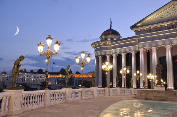 Skopje scène de nuit — Photo