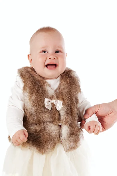 Retrato de niña sobre fondo blanco, estudio — Foto de Stock