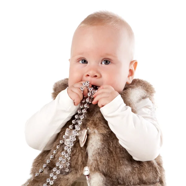 Portrait of young girl on white background, studio — Stock Photo, Image