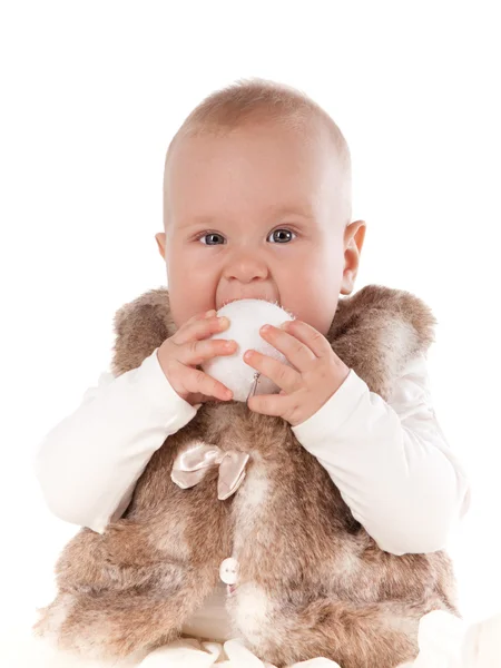 Retrato de niña sobre fondo blanco, estudio — Foto de Stock