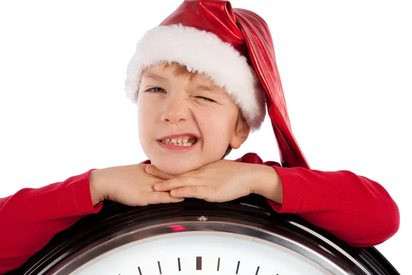 Ragazzo in berretto di Babbo Natale — Foto Stock