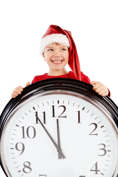 Boy in cap of Santa Claus Stock Image