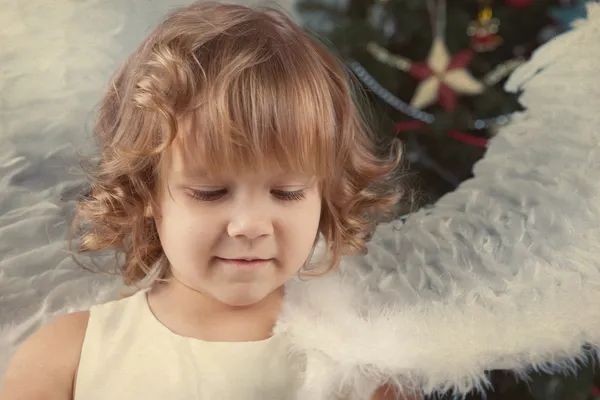 Portrait of beautiful curly girl, christmas — Stock Photo, Image