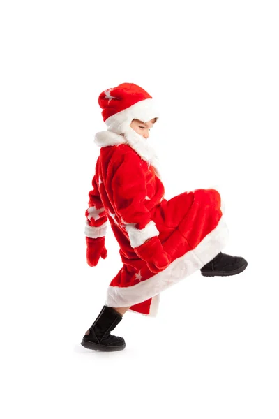 Маленький ребенок, одетый как Санта Клаус, изоляция — стоковое фото