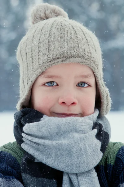 Portrait of boy wearing scarf, winter — Stock Photo, Image