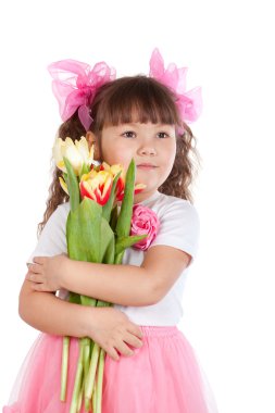 Lale ile kız portresi