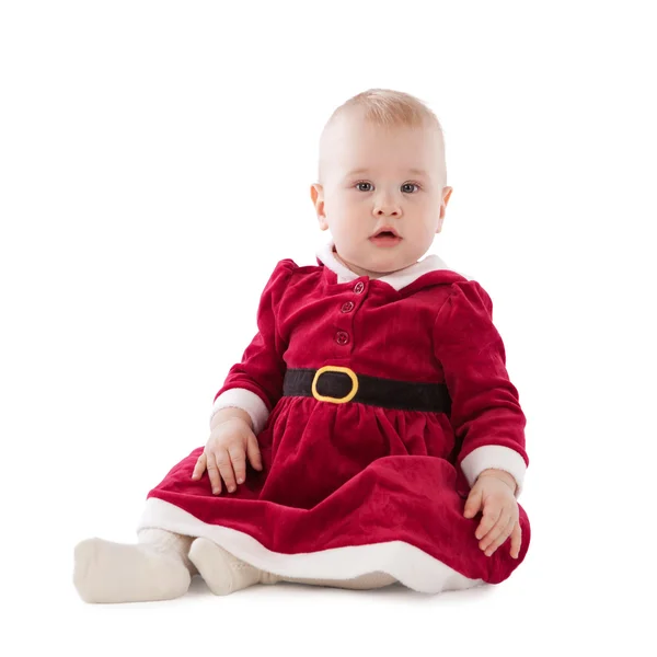 Girl dressed as Santa, insulation — Stock Photo, Image