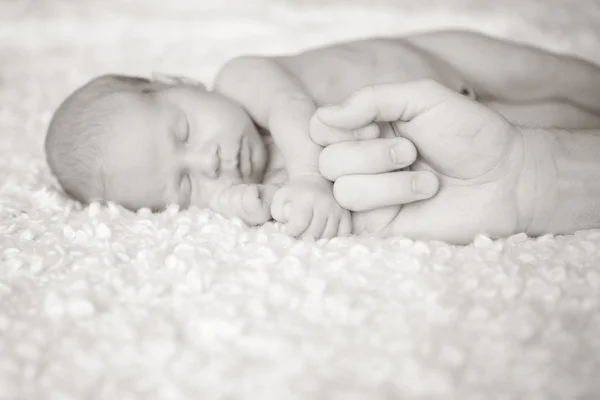 Portrait of sleeping newborn baby in room — Stock Photo, Image