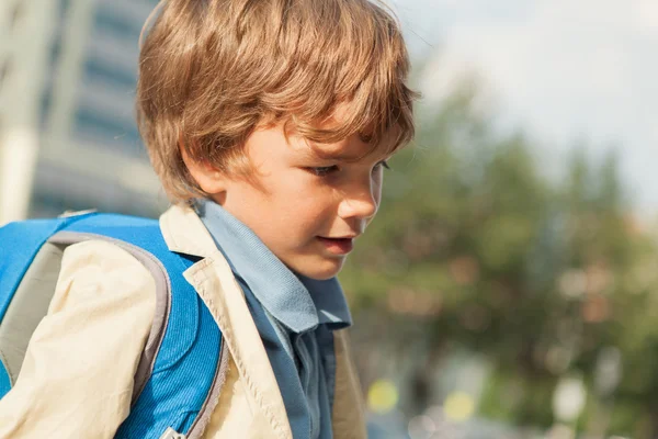 Portrait of schoolboy with  backpack — Stock Photo, Image