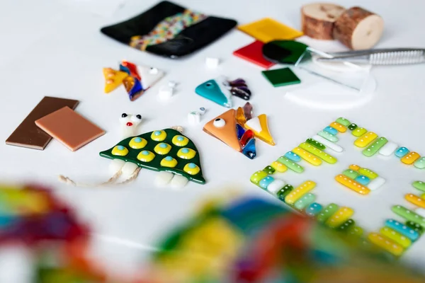 Multi Colored Glass Fusing Handicrafts — Stock Photo, Image
