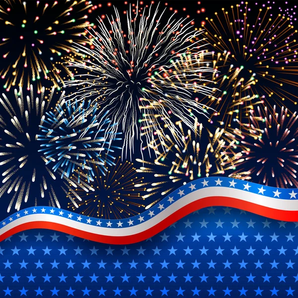 Patriotic background with fireworks — Stock Vector