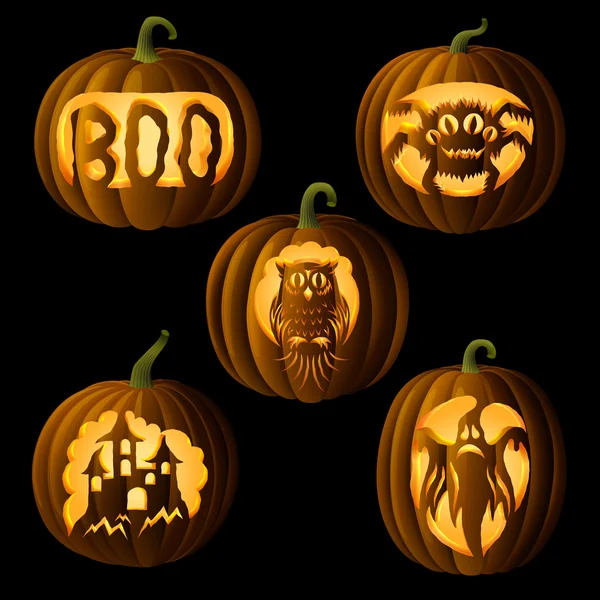 Set van Jack O'Lanterns — Stockvector