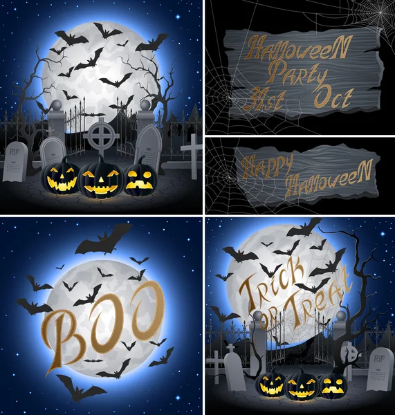 Set of Halloween backgrounds — Stock Vector