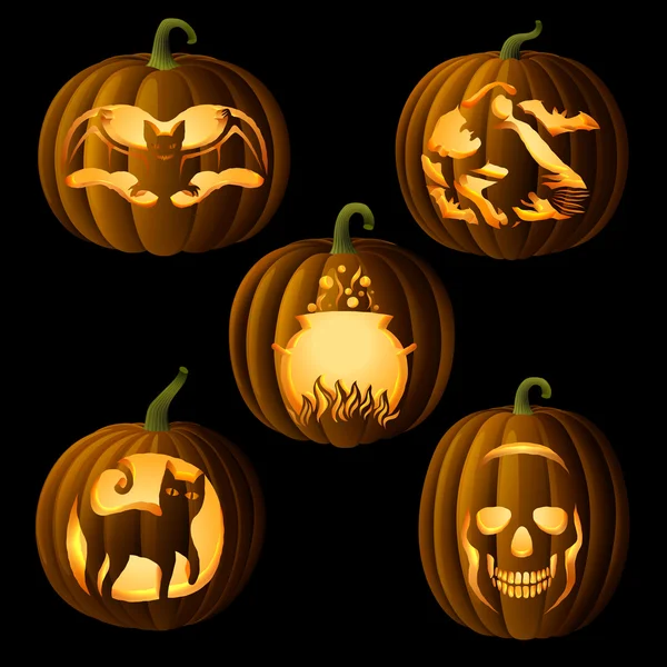 Sada Jack O'Lanterns — Stockový vektor