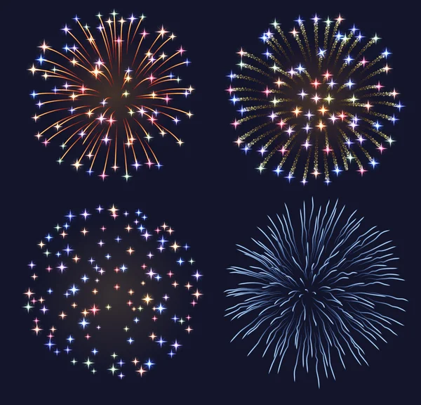 Conjunto de fuegos artificiales — Archivo Imágenes Vectoriales