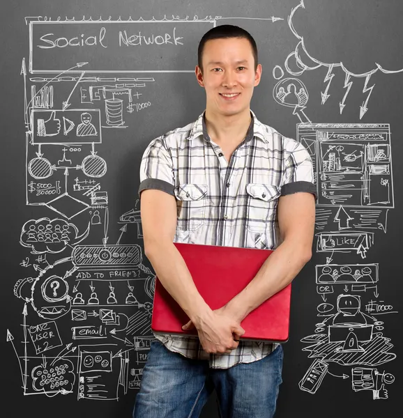 Uomo con laptop — Foto Stock