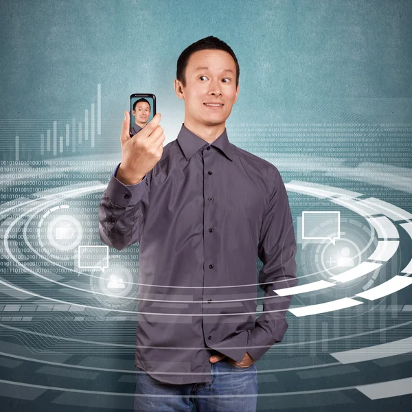 Asian Man Making An Avatar — Stock Photo, Image