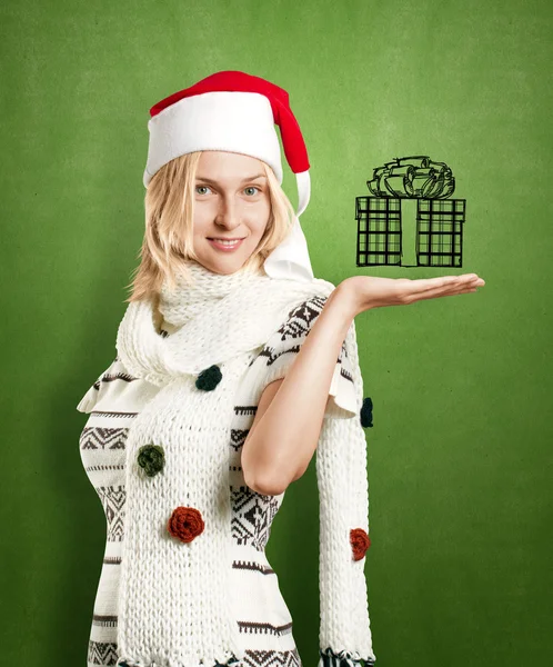 Frau wartet auf Weihnachten — Stockfoto