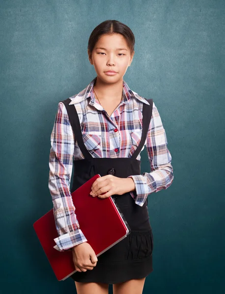 笔记本电脑的亚洲女孩 — 图库照片