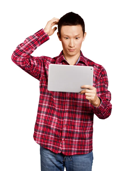 Asian Man With Touch Pad — Stock Photo, Image