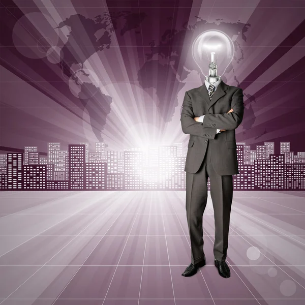 Lamp Head Human against Conceptual Background — Stock Photo, Image