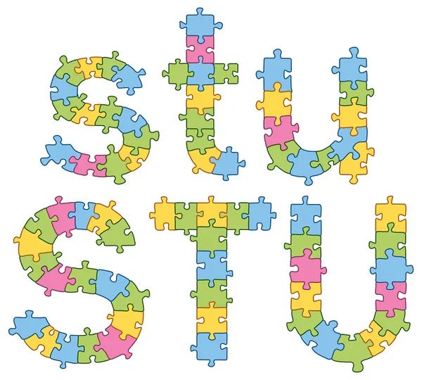 Puzzel jigsaw Alfabetletters — Stockvector