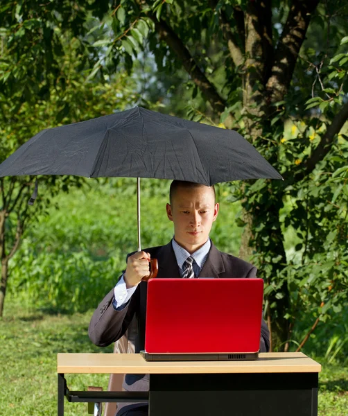 Empresario trabajando al aire libre —  Fotos de Stock