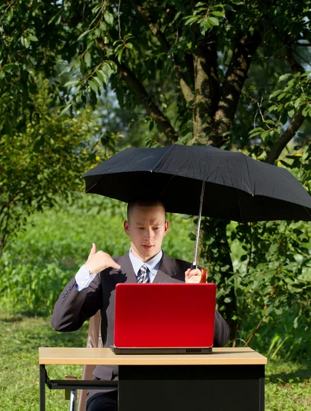 Geschäftsmann arbeitet im Freien — Stockfoto