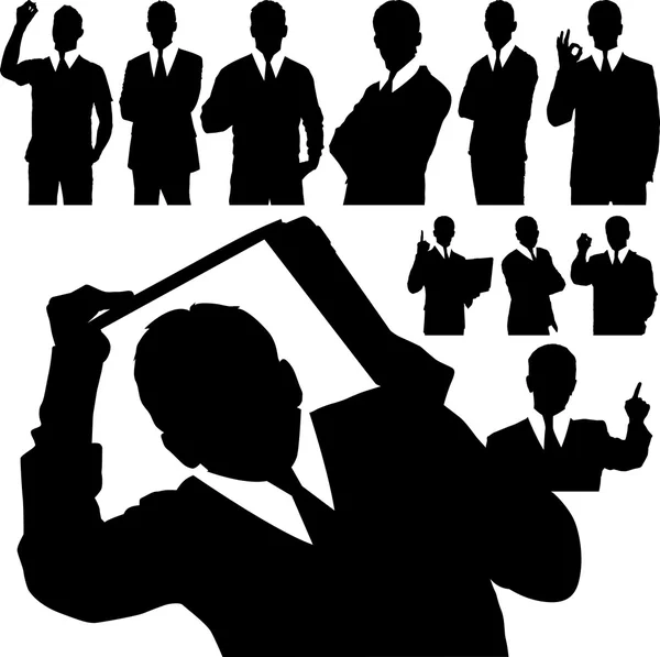 Business Man Silhouettes — Stock Vector