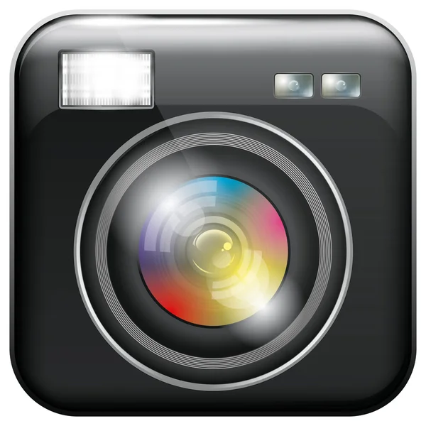 Icona app con obiettivo fotocamera e luce flash — Vettoriale Stock