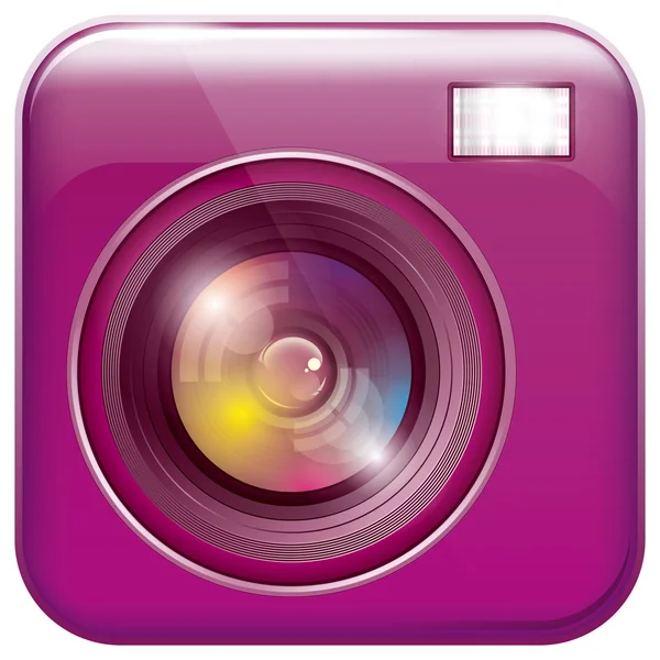 App Icon with Camera Lens and Flash Light — Stock Vector