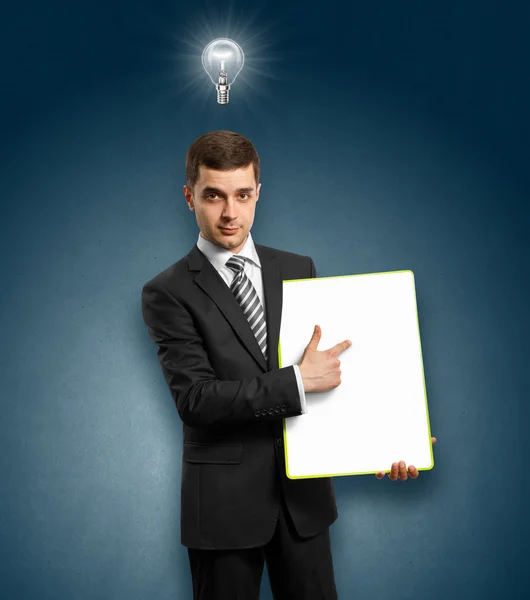 Idea Concept businessman with empty write board — Stock Photo, Image