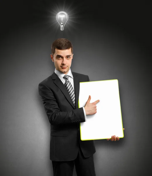 Idea Concept businessman with empty write board — Stock Photo, Image