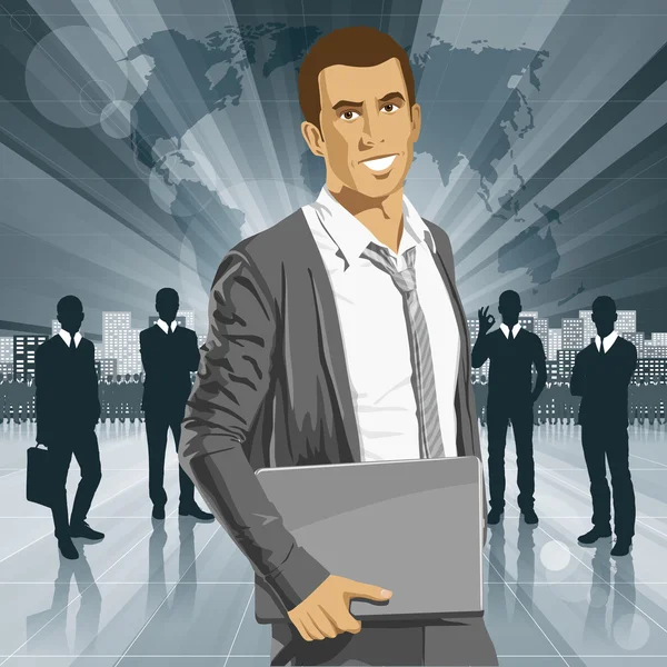 Vector Businessman with Laptop — стоковый вектор