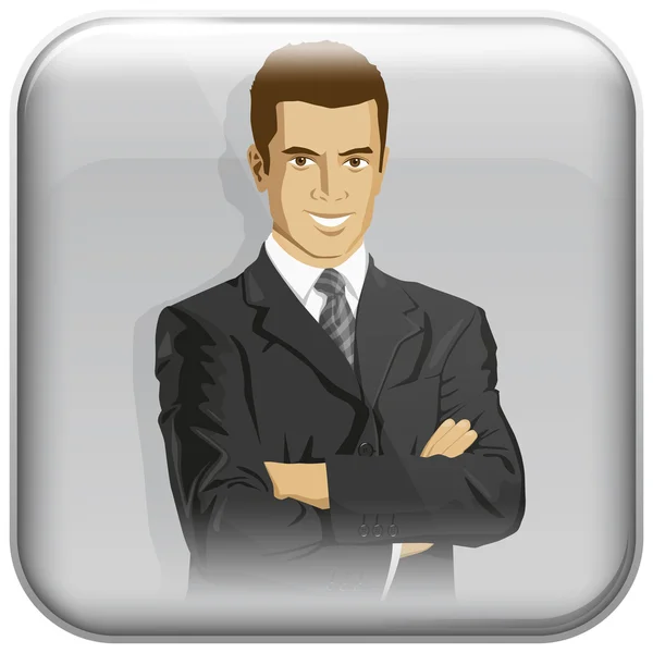 Icône App avec homme d'affaires — Image vectorielle
