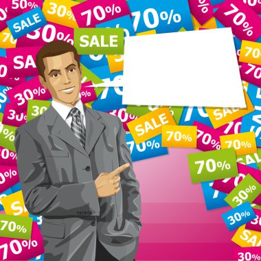 Business Man With Pointing Finge clipart