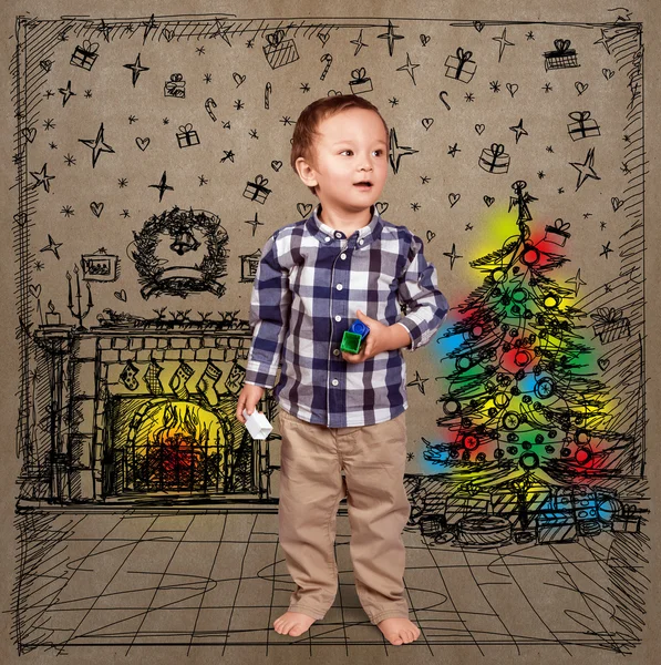 Baby in kerstfeest — Stockfoto