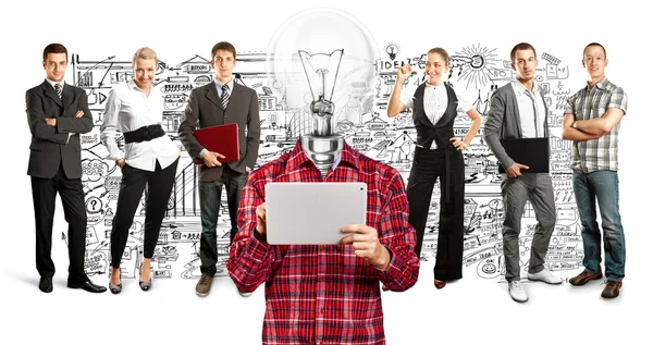 Business Team With Lamp Head — Stock Photo, Image
